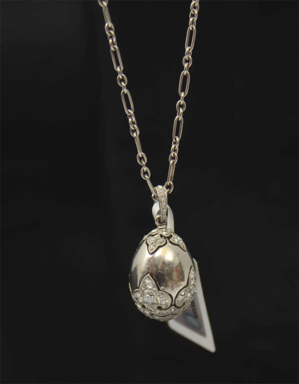 Carl Faberge egg / pendant with 82 diamonds and chain