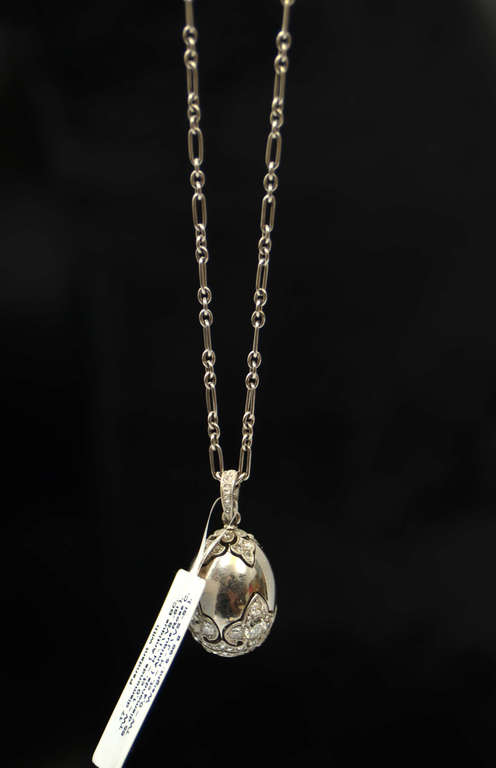 Carl Faberge egg / pendant with 82 diamonds and chain