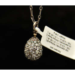 Carl Faberge egg / pendant with 104 diamonds and platinum chain