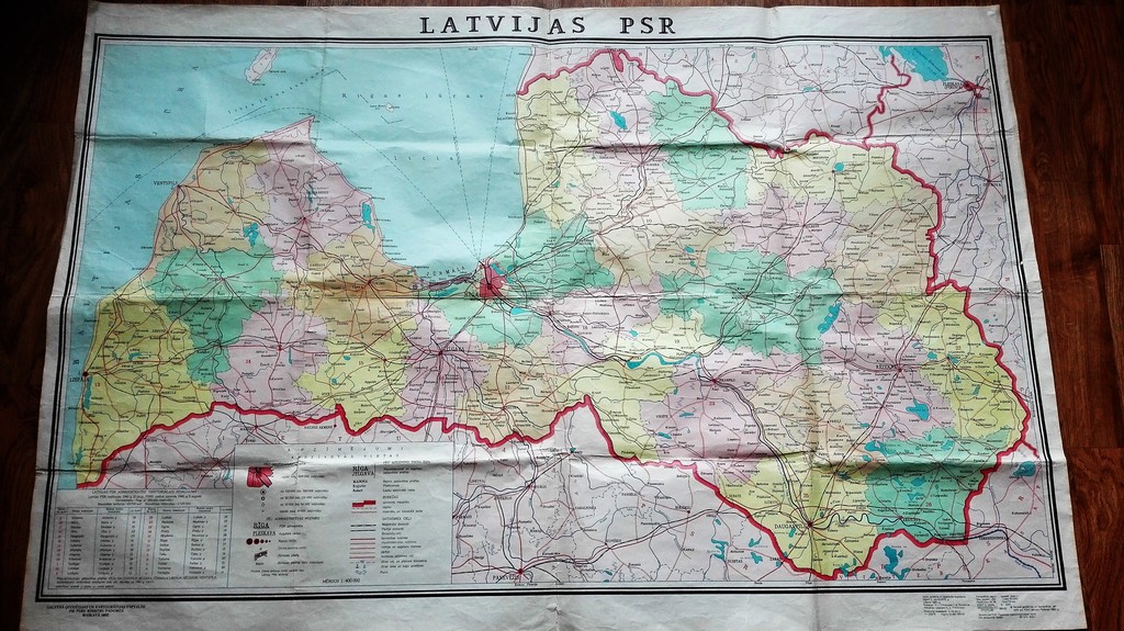 Карта Латвийской ССР 1982 года. 