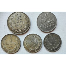 Серебряные латовые монеты (4 штуки), 0,50 сантимов 