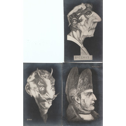 3 postcards - Diabolo, Napoelon, Bacchvs