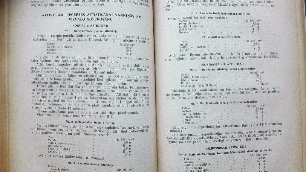 Fotogrāfija 25 nodarbībās, V. Mikuļins, 1952, Latvijas Valsts izdevniecība, 323 lpp.