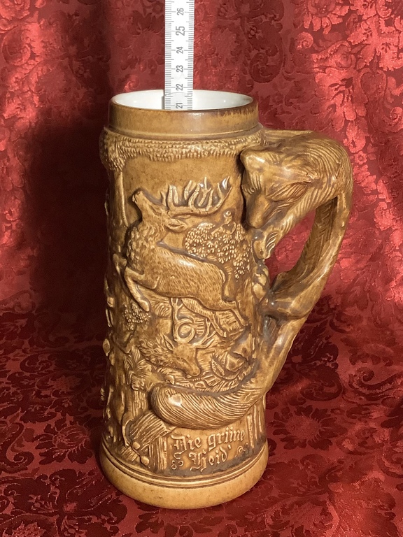 Hunting beer mug with a fox in the form of a handle from GERZIT GERZ. Excellent condition.