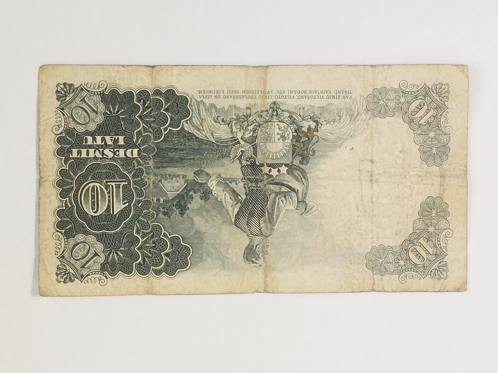 Банкнота 10 латов Рига 1937 года