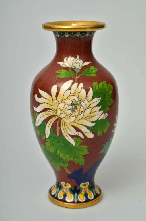 Bronze vase with fence enamel