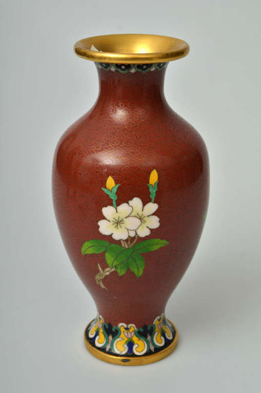 Bronze vase with fence enamel