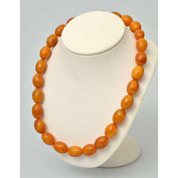 Pressed amber bead necklace