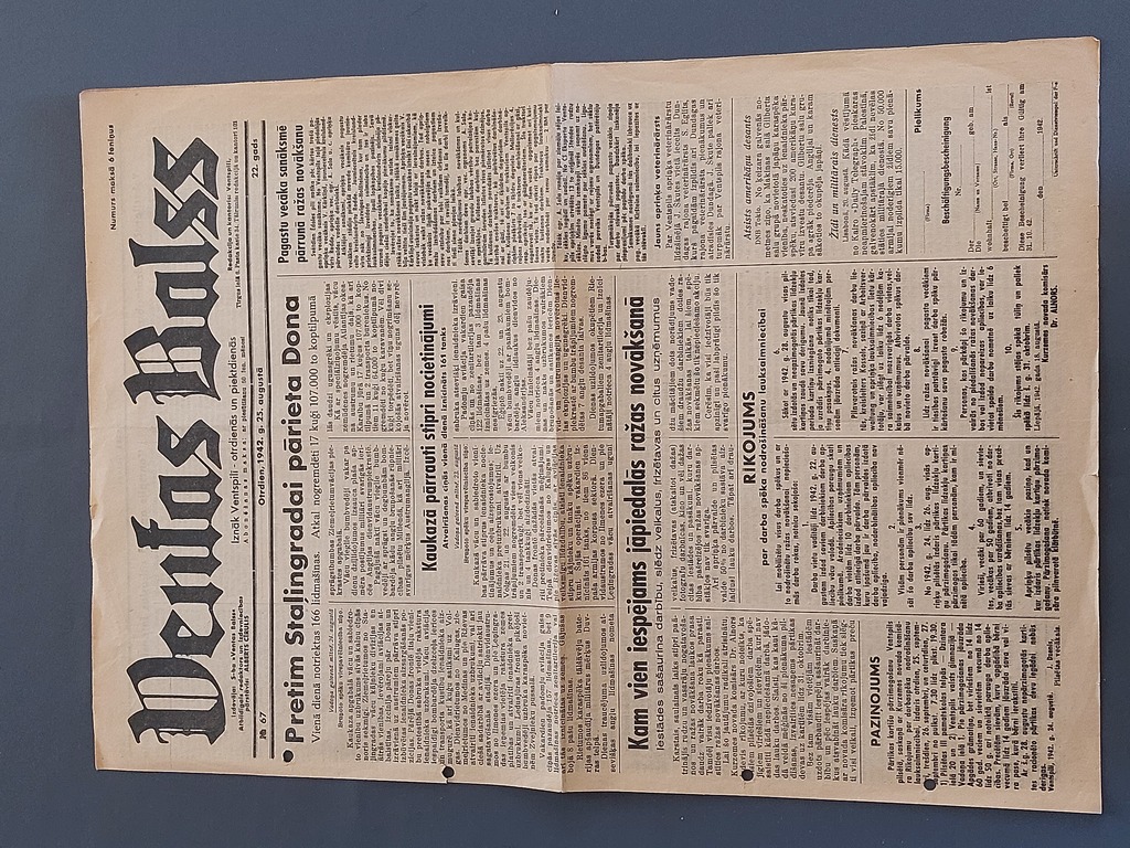 Venta's voice on Tuesday, August 25, 1942