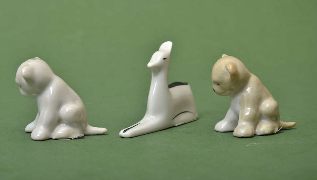 Porcelain figures (3 pieces) - two dog figures and one deer figure