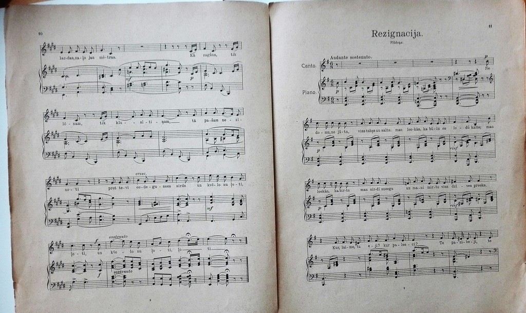 Песни Эмиля Дарзиньша, Риги, Вальтера и Рапы Акц. саб. издание, 57 х 34 см, 15 страниц. 