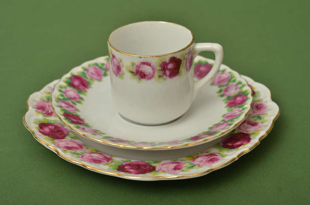 Porcelain trio - cup, saucer, plate 