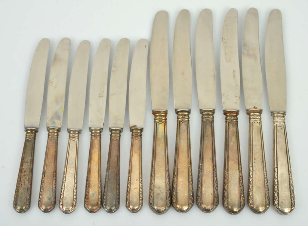 Набор серебряных ножей с металлическим лезвием (12 шт.)