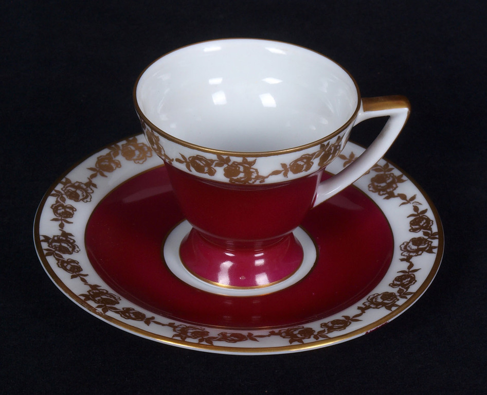 Porcelain mocha cup with saucer
