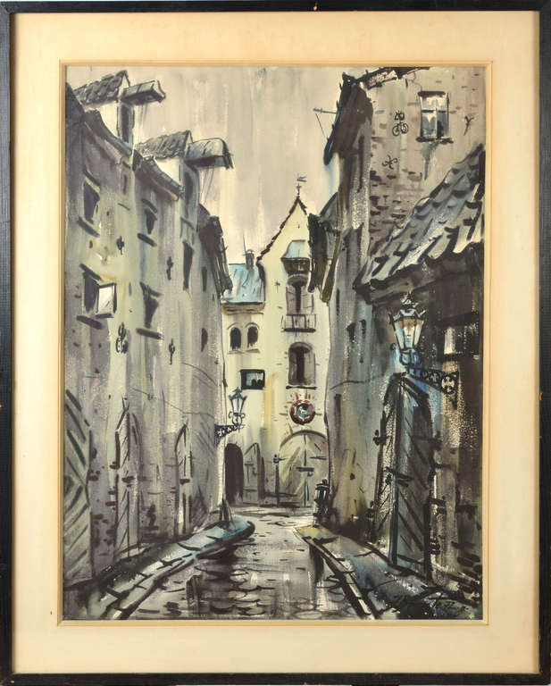 Watercolour painting Old Riga by Janis Brekte