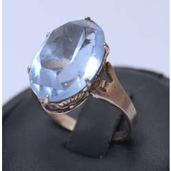 Silver ring with synthetic aquamarine.