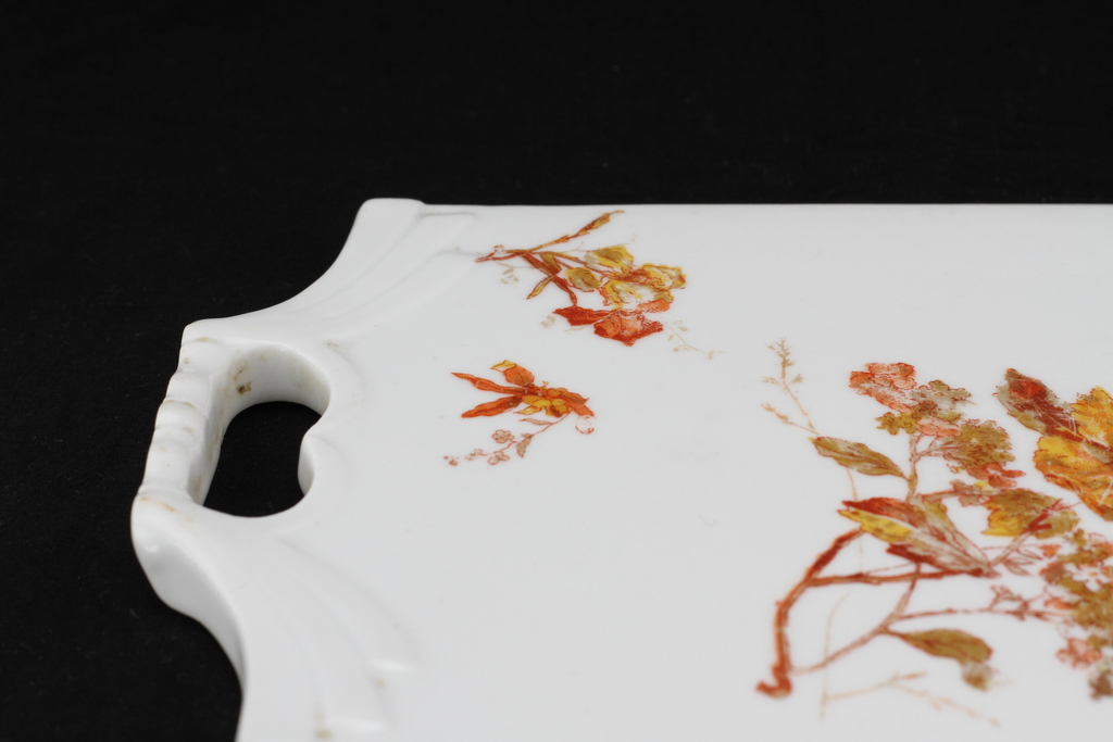 Porcelain board  with floral paintings by Kornilov brothers