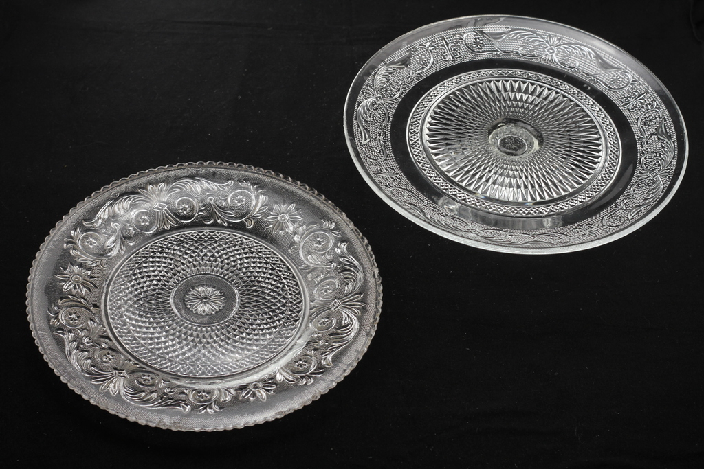 Two crystal serving dishes