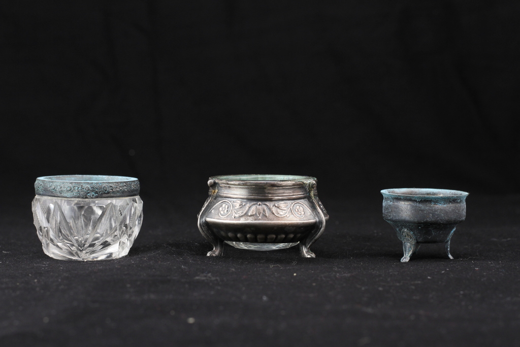 Crystal and silver caviar containers