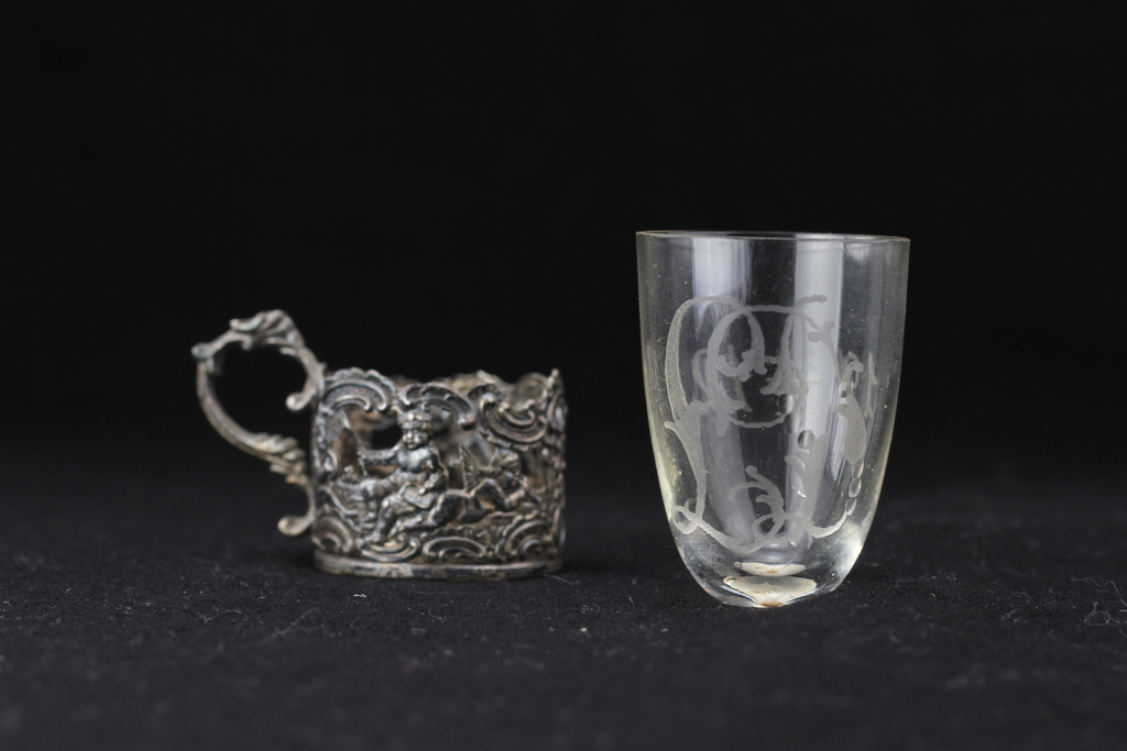 Crystal cup in a silver frame