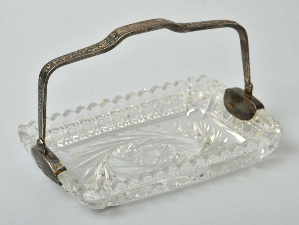 Crystal candy tray with silver finish
