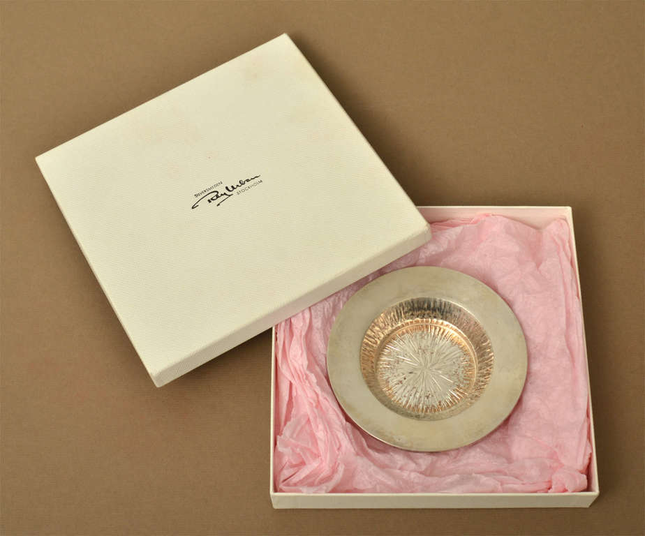 Decorative silver dish in the original box