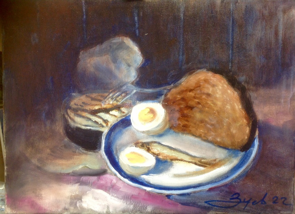 Still life with a boiled egg