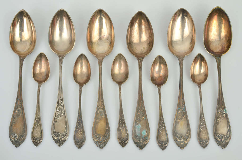 Set of silver tablespoons (6) and teaspoons (5)