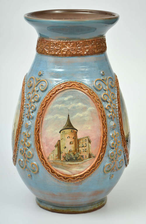 Painted ceramic vase by Niklavs Niks
