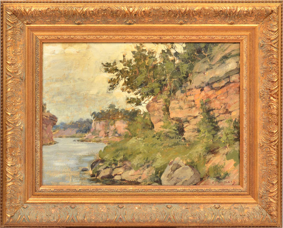 Oil painting The Rocky Shores of the Daugava by Oto Pladers
