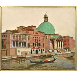 Oil painting Venice Church of Sansimon Piccolo by Eduards Kalnins