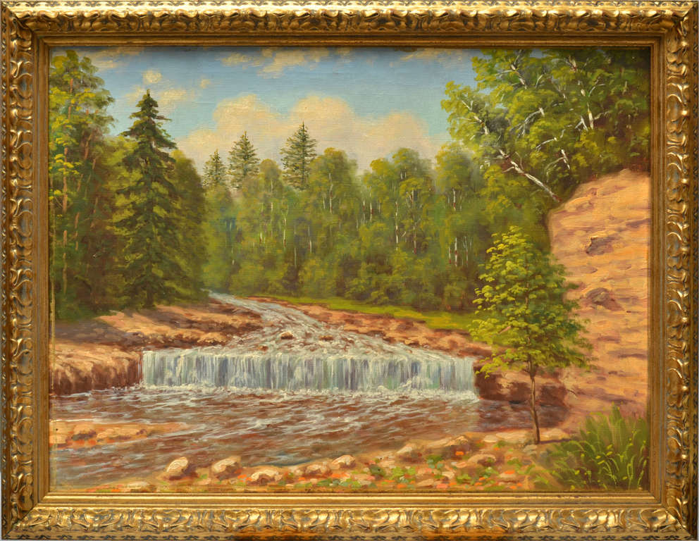 Latvian landscape with a waterfall