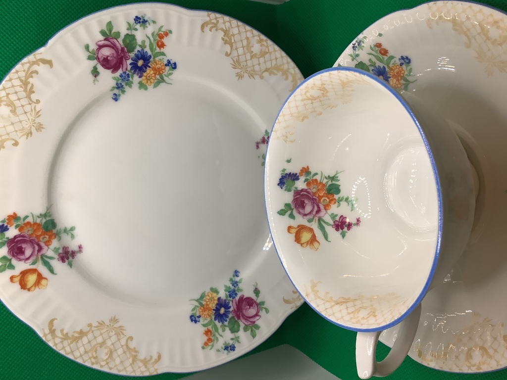 Tea pair and cake plate.Old Germany.