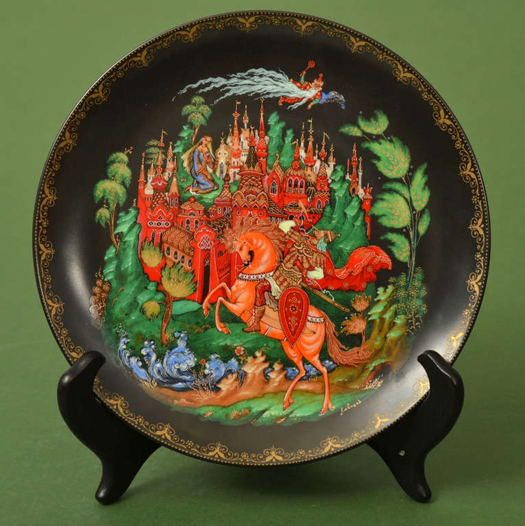 Decorative porcelain plate with the motif of Pushkin's fairy tale 