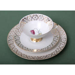 Porcelain cup, saucer and plate