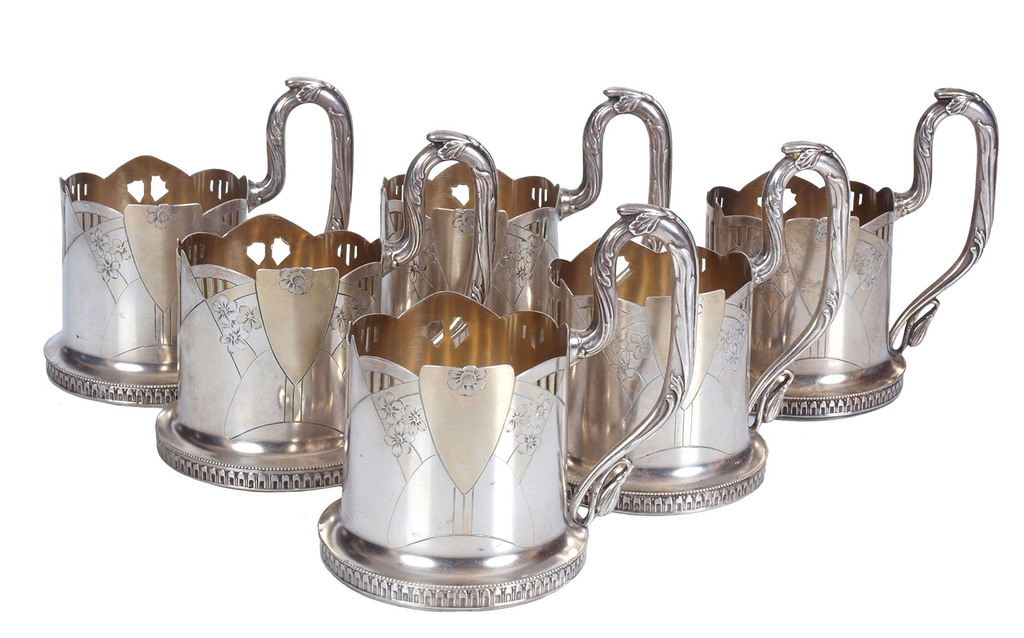 Серебряные держатели для стаканов (6 шт.)