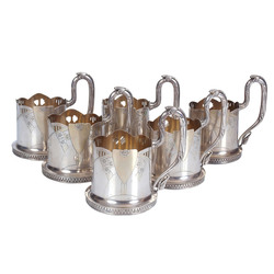 Set of silver glass holders (6 pcs.)