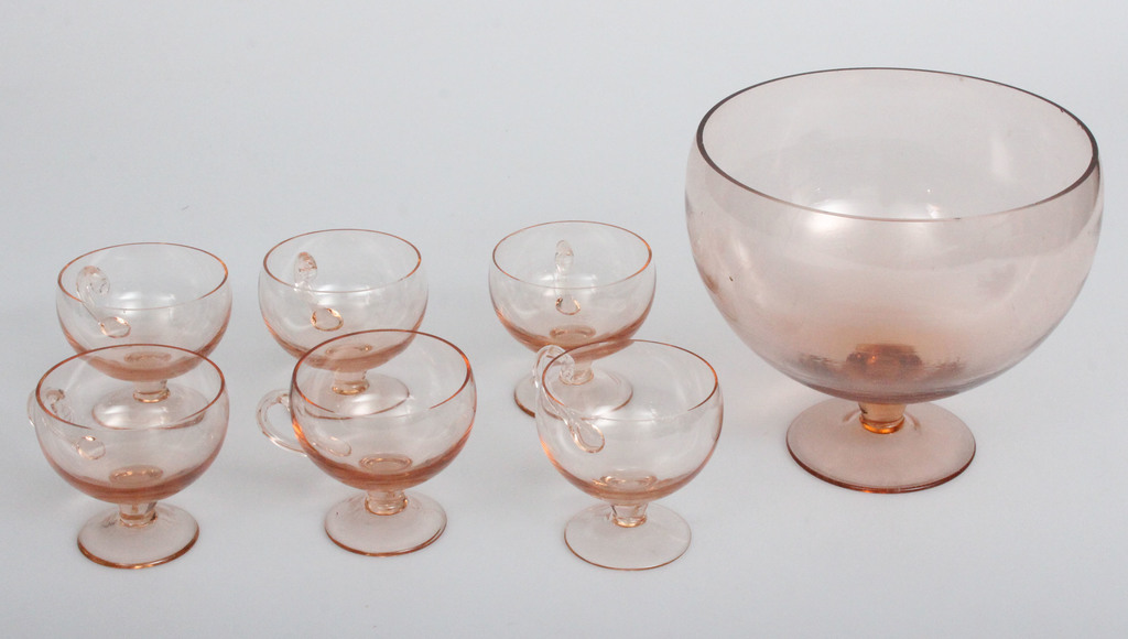 Стеклянная чашка для пунша со стаканами и ковшом