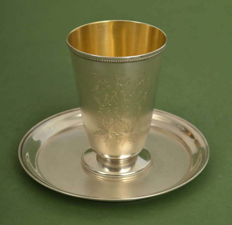 Silver goblet with tray