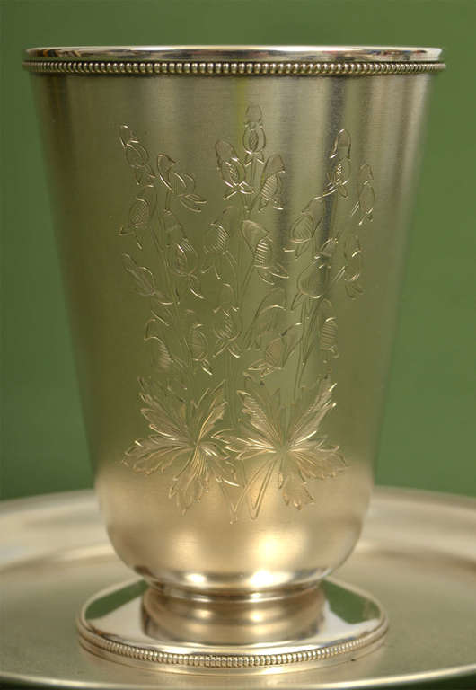 Silver goblet with tray