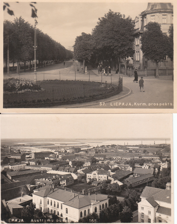 2 postcards - Liepāja (Kurzeme Avenue. Eastern side)