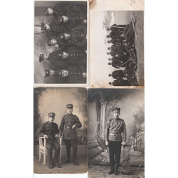 4 postcards with soldiers