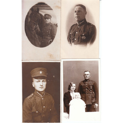4 postcards with soldiers