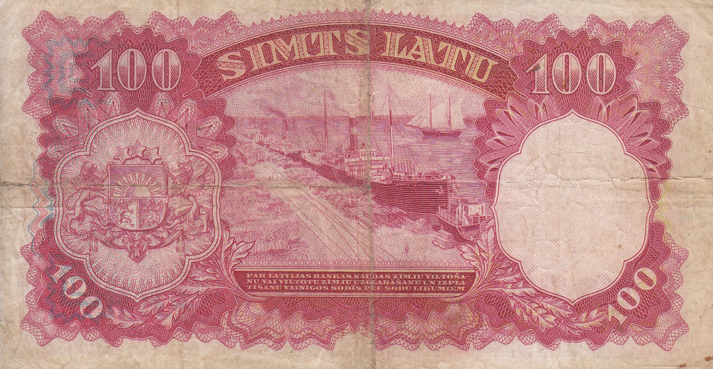 Банкнота 100 латов 1939 года выпуска