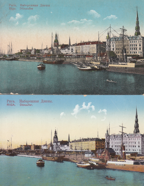 2 postcards - Riga. Daugavmala