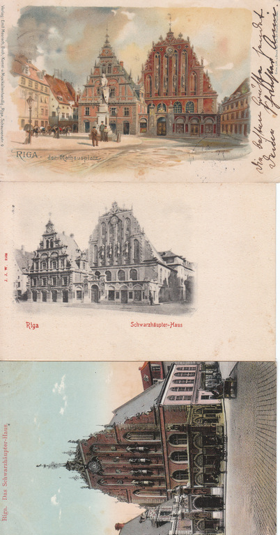 3 postcards - Riga. House of Blackheads