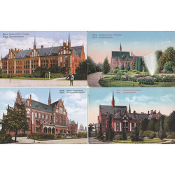 4 postcards - Riga. Commercial school