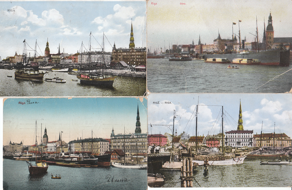 4 postcards - panorama of Riga