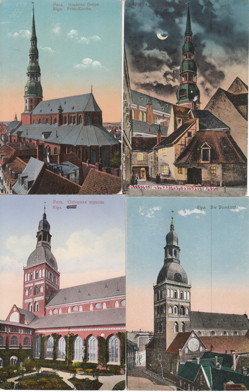 4 postcards - Riga. Sv. Peter's Church