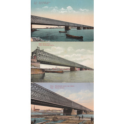3 postcards - Riga. Railway bridge
